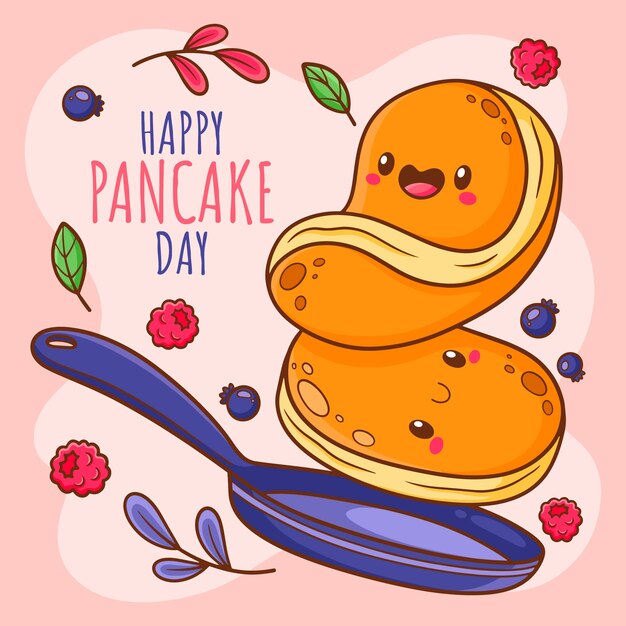 Hand drawn pancake day illustration