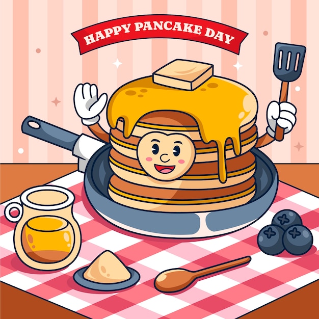 Hand drawn pancake day illustration