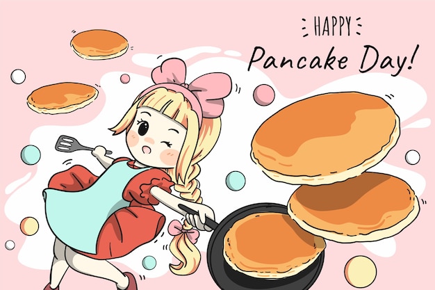 Vettore gratuito illustrazione disegnata a mano del giorno del pancake