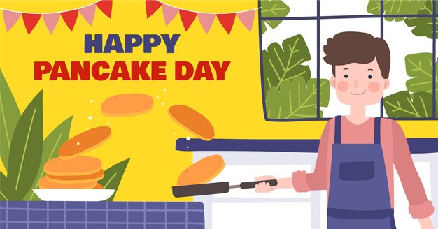 手描きのパンケーキの日ソーシャルメディア投稿テンプレート