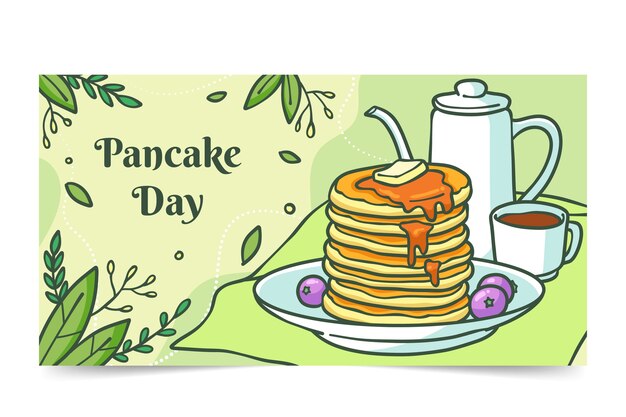 Hand drawn pancake day social media post template