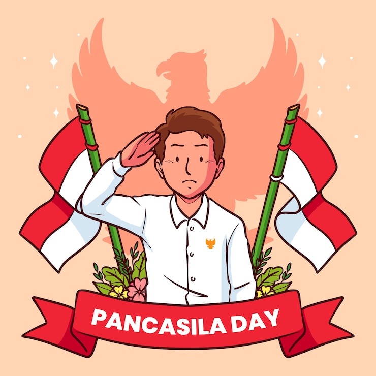 無料Vector 男が敬礼する手描きのパンカシラの日のイラスト