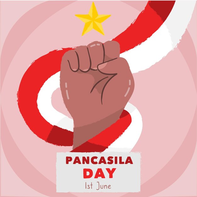 손으로 그린 pancasila 하루 그림