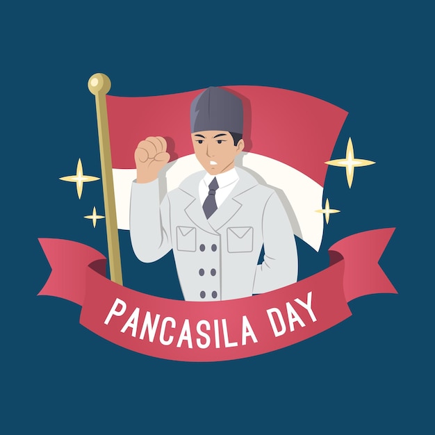 손으로 그린 pancasila 하루 그림