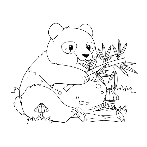 Бесплатное векторное изображение Нарисованная рукой иллюстрация контура панды