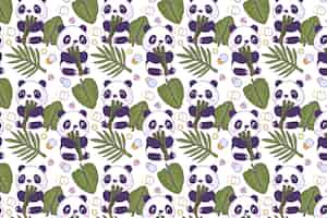 Free vector hand drawn panda pattern design