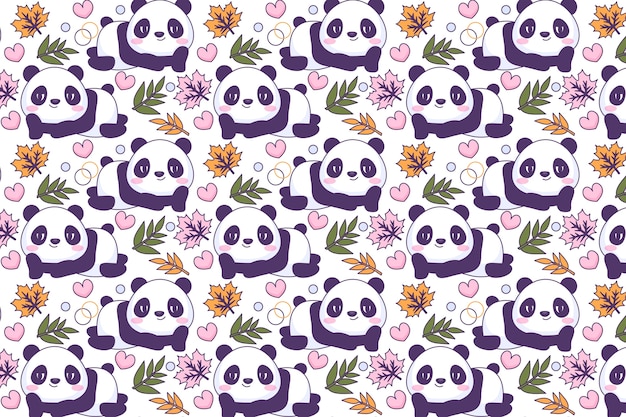 Free vector hand drawn panda pattern design