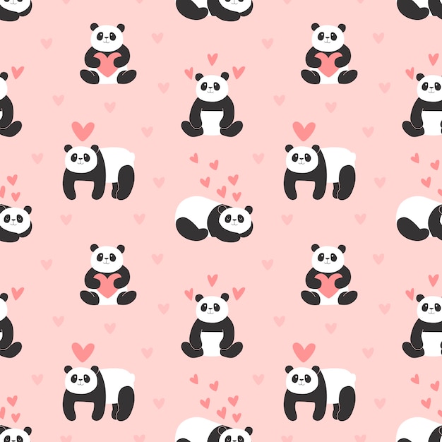 Hand drawn panda pattern  design