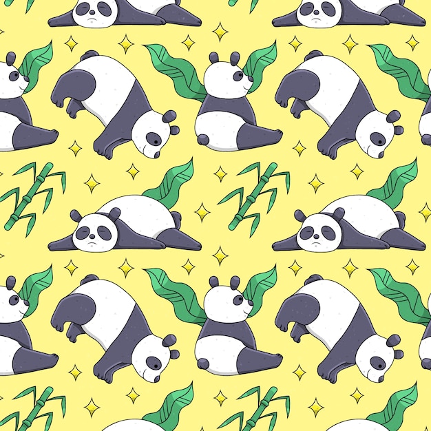 Hand drawn panda pattern design