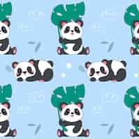 Free vector hand drawn panda pattern