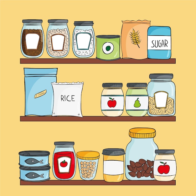 Free vector hand drawn pantry illustration