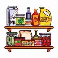 Free vector hand drawn pantry with different foods set