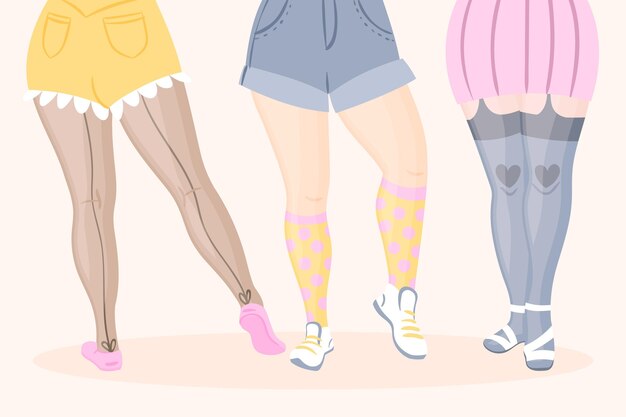 Hand drawn pantyhose tights pack