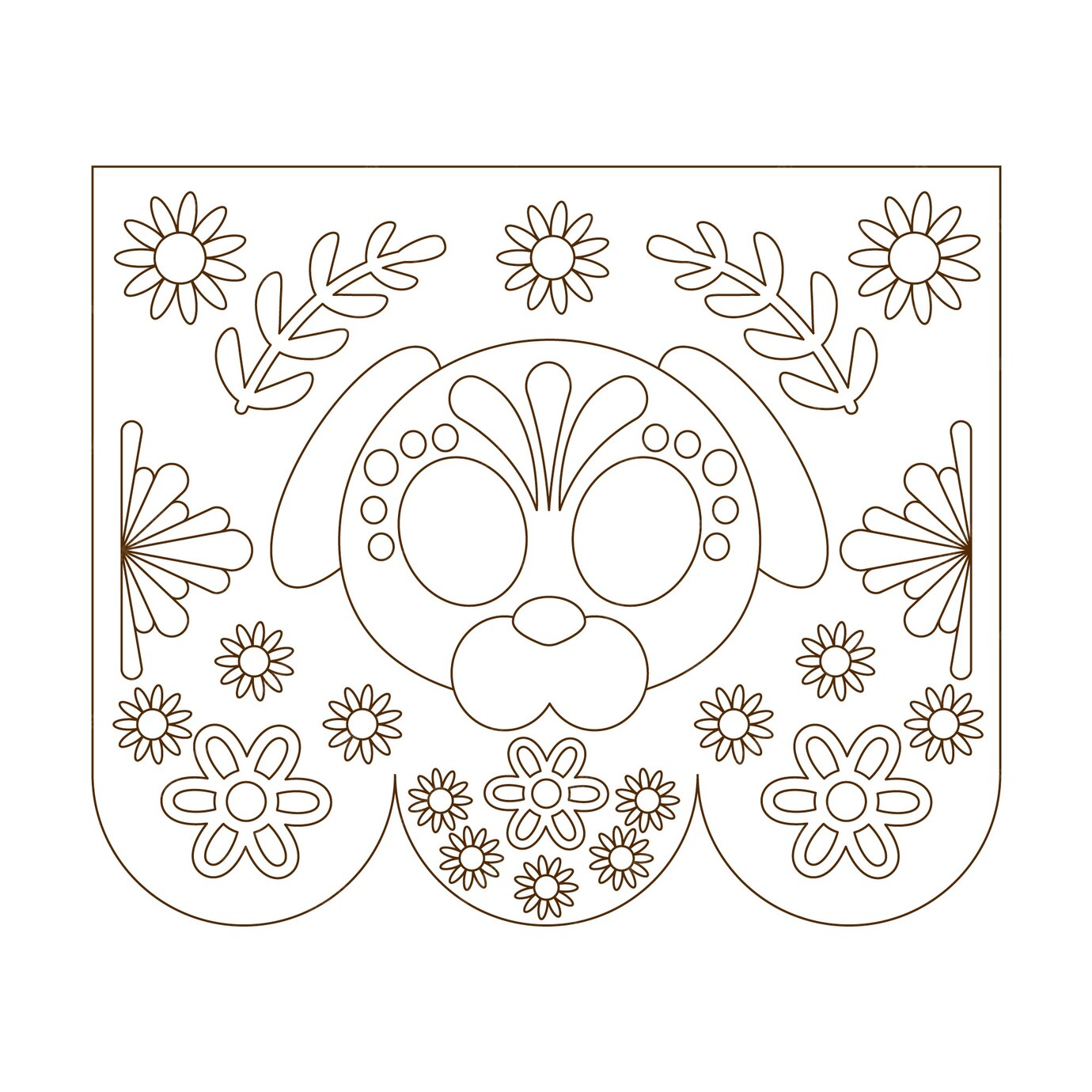 Free Vector Hand drawn papel picado coloring page illustration