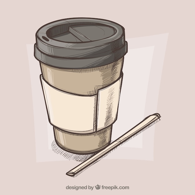 手描きの紙のコーヒーカップの背景