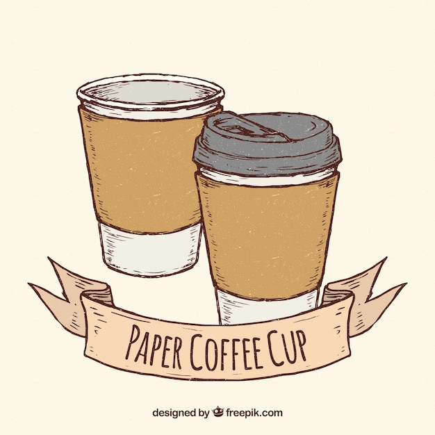 Free vector hand drawn paper coffee cup