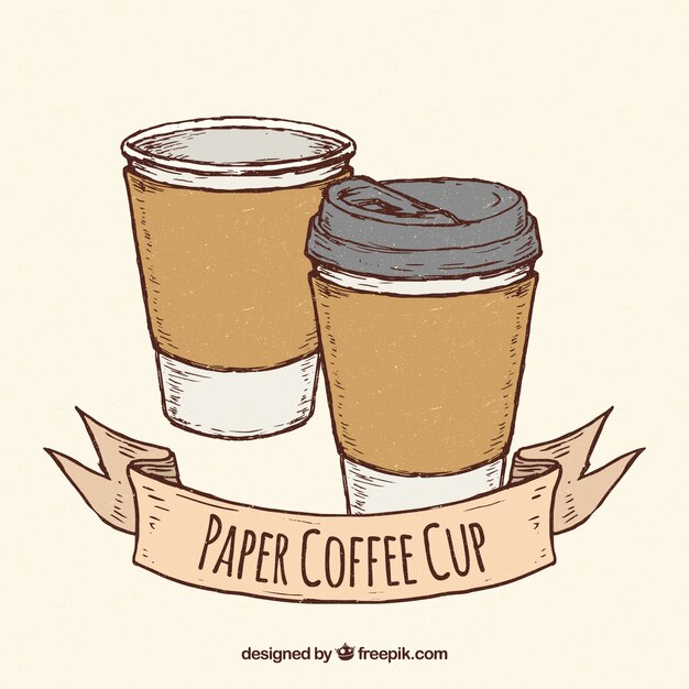 Hand drawn paper coffee cup