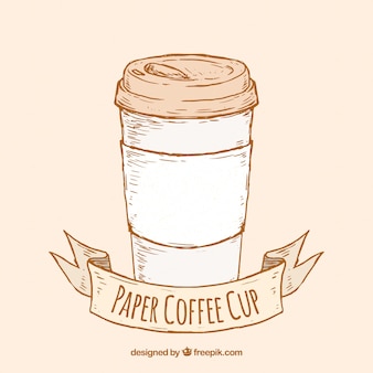 Hand drawn paper coffee cup