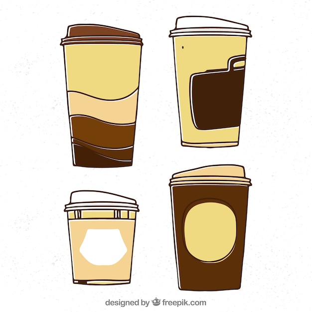 Hand drawn paper coffee cup