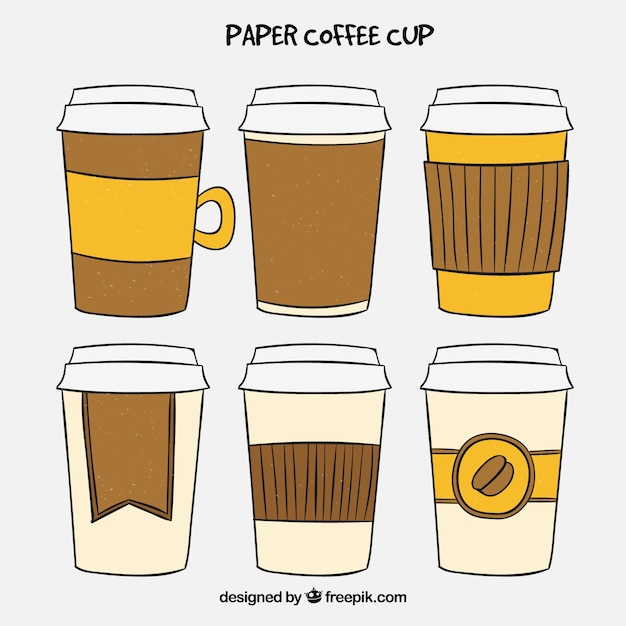 無料ベクター 手描きの紙のコーヒーカップ