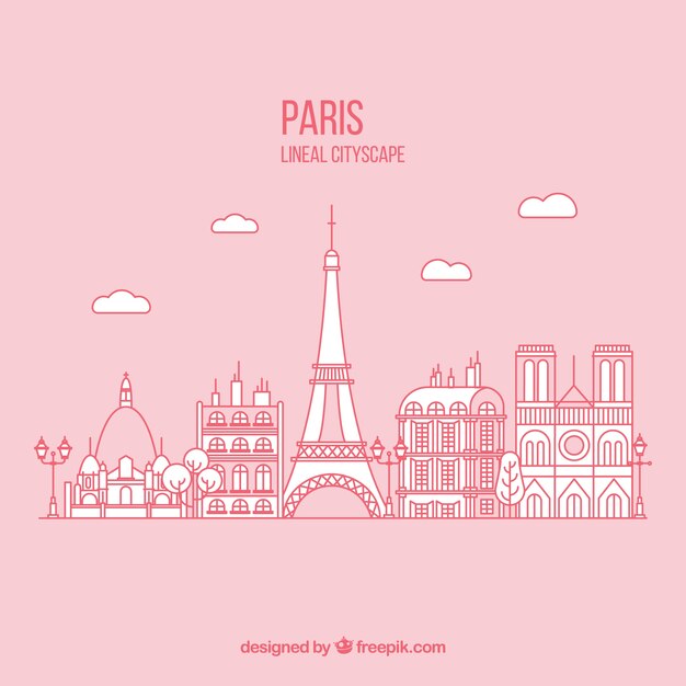 Hand Drawn Paris Background In Pink Color