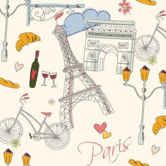 フランスのパリのかわいい地図 プレミアムベクター フランスのパリのかわいい地図 プレミアムベクター