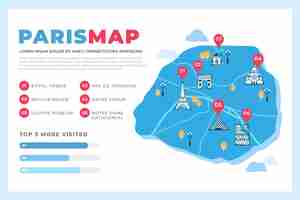 Free vector hand drawn paris map infographics