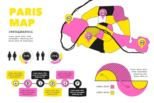 Hand drawn paris map infographics