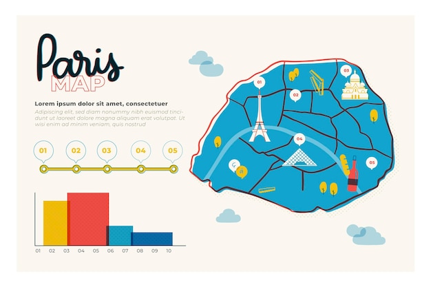 Hand drawn paris map template