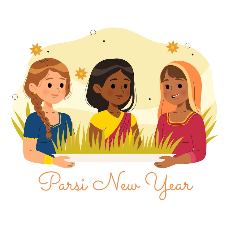 मुफ़्त वेक्टर hand drawn parsi new year illustration