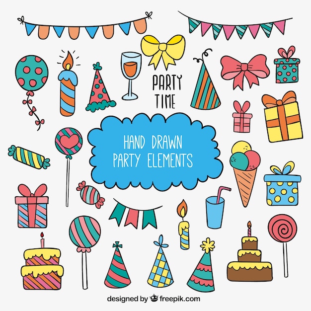 Free vector hand drawn party elements