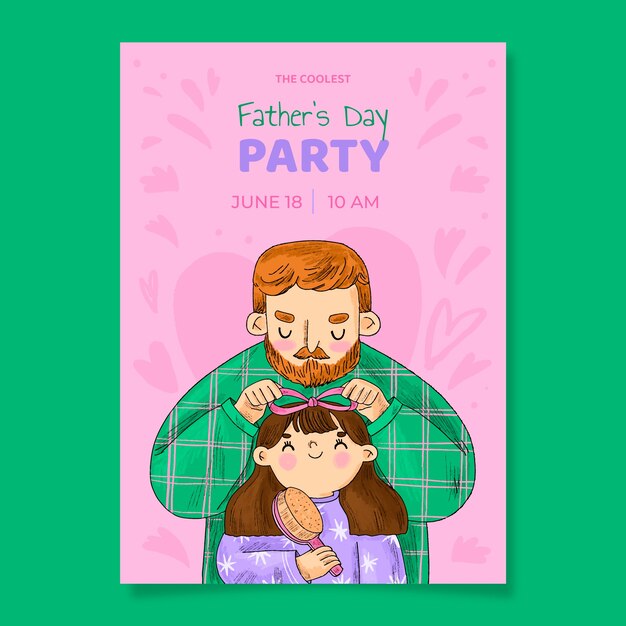 Hand drawn party poster template for father's day celebration