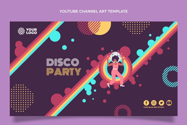 Vettore gratuito arte del canale youtube della festa disegnata a mano