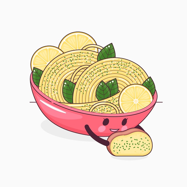 Hand drawn pasta cartoon illustration