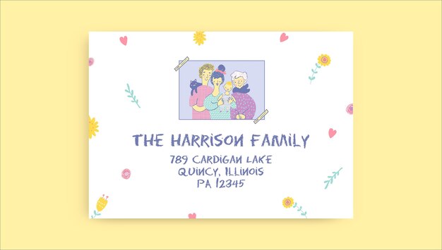 Hand drawn pastel address family labels