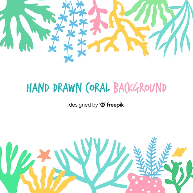 Hand drawn pastel color coral background