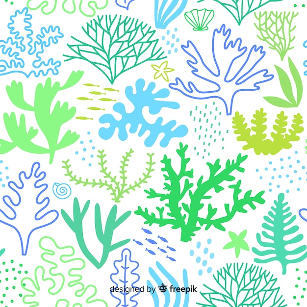 Hand drawn pastel color coral background