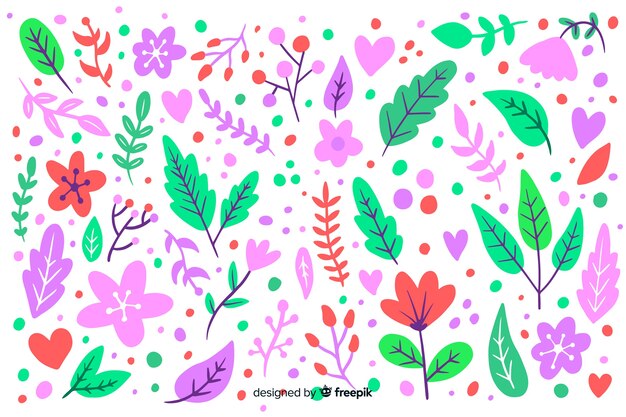 Hand drawn pastel color floral background