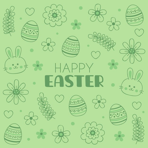 Hand drawn pastel monochrome easter illustration with eggs