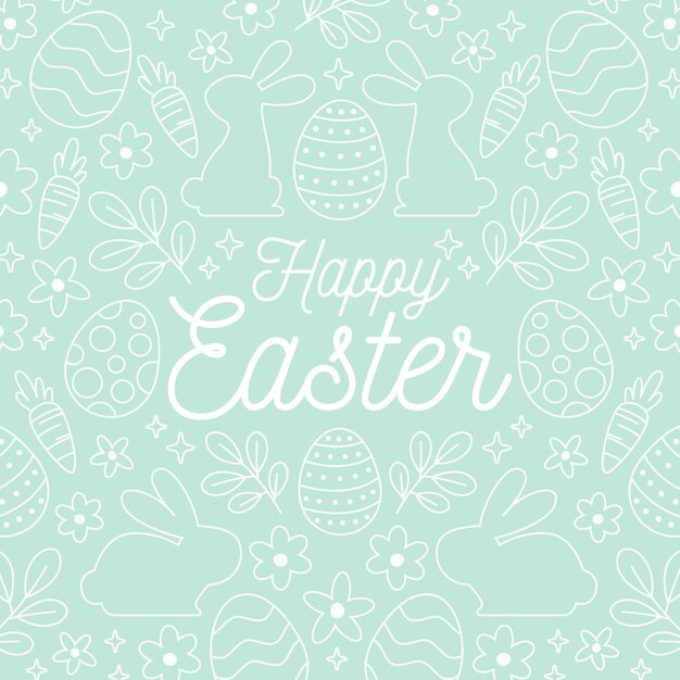 Hand drawn pastel monochrome easter illustration