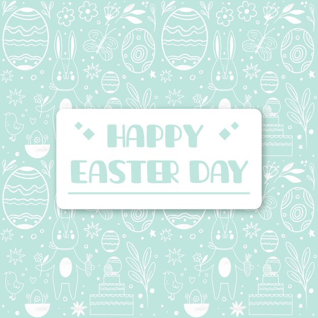 Hand drawn pastel monochrome easter illustration