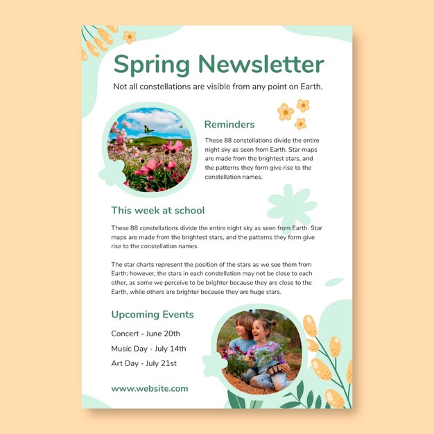 Hand drawn pastel our school spring newsletter