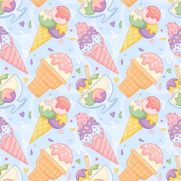 Hand drawn pastel summer pattern design