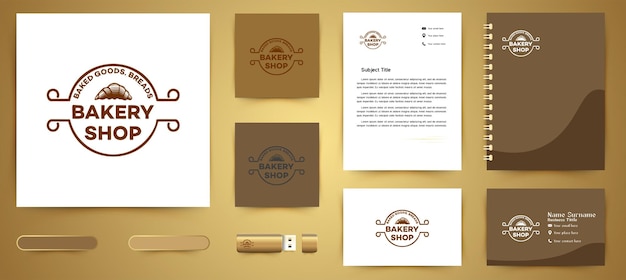 Hand drawn pastries, vintage bakery logo and business branding template Designs Inspiration Isolated on White Background