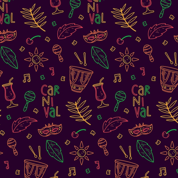 Free vector hand drawn pattern brazilian carnival