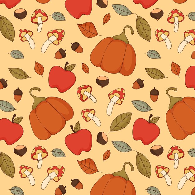 가을 시즌 축하 를 위해 손으로 그린 패턴 디자인