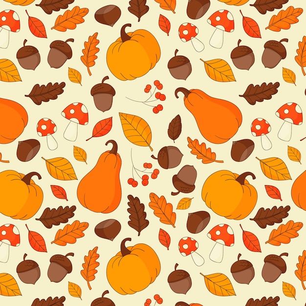 Free vector hand drawn pattern design for fall season