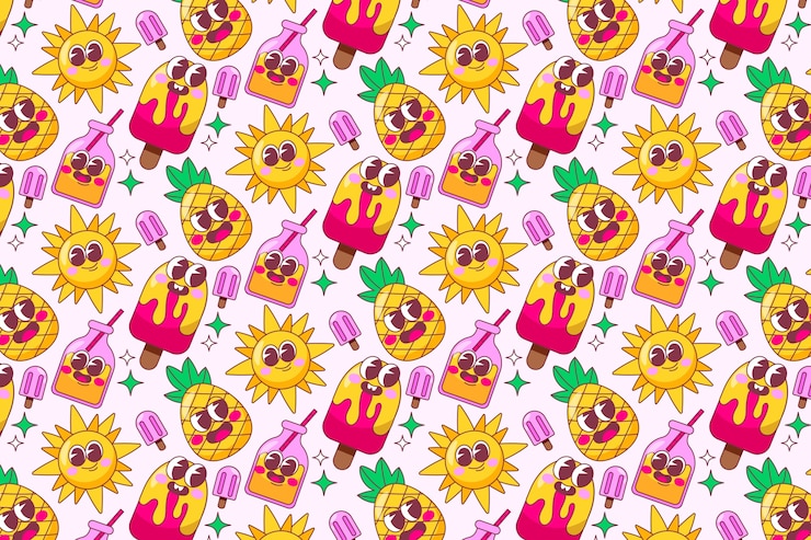 Free Vector hand drawn pattern design for summer season