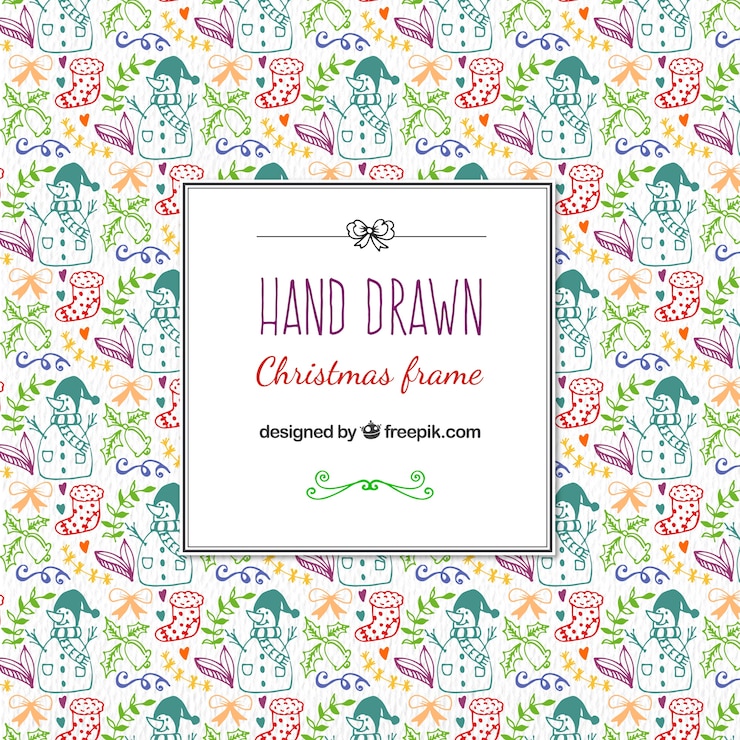 Free Vector hand drawn pattern with christmas motifs