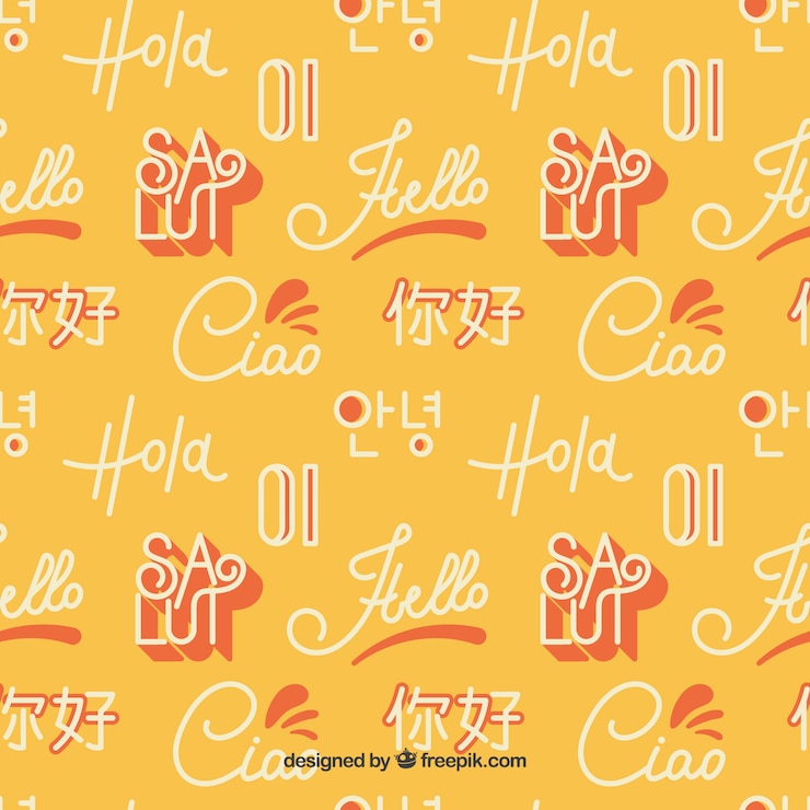 Free Vector hand drawn pattern with hello word in different languages
